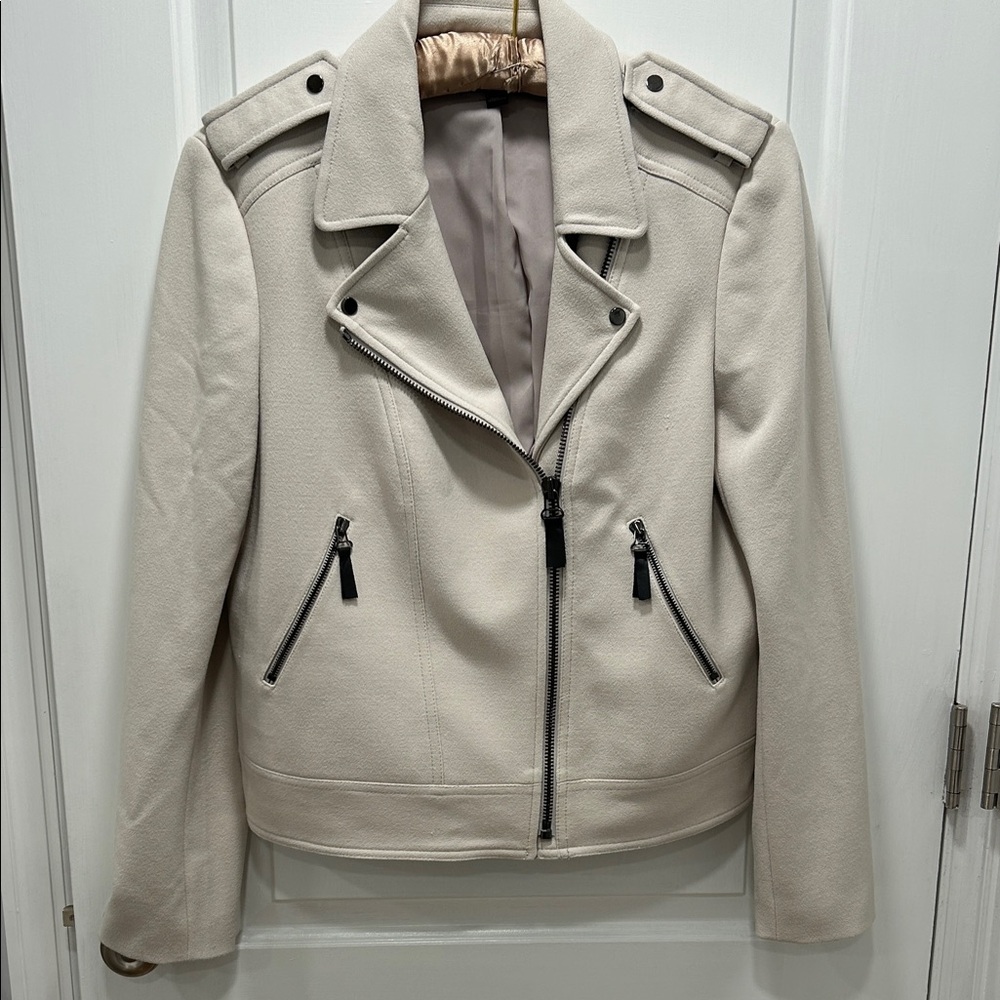 Ann Taylor Cream Leather Moto Jacket - Picture 7 of 8